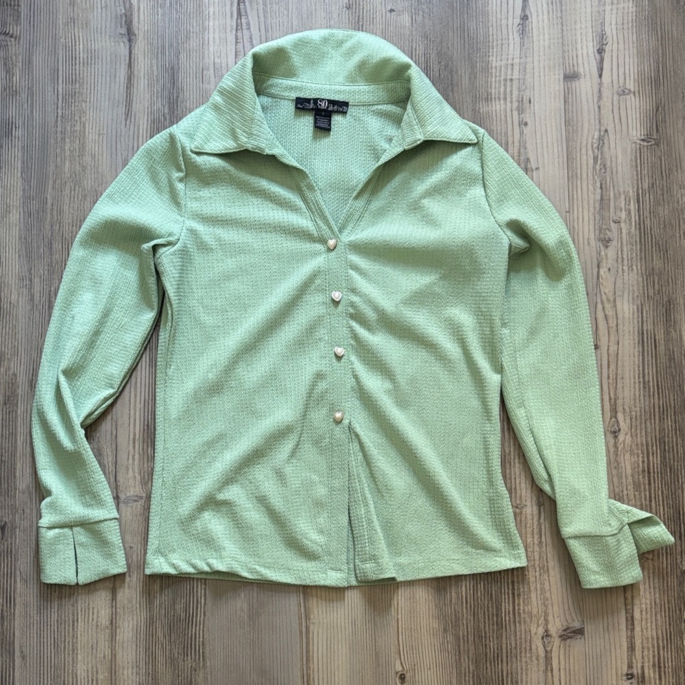 Green Button Up
